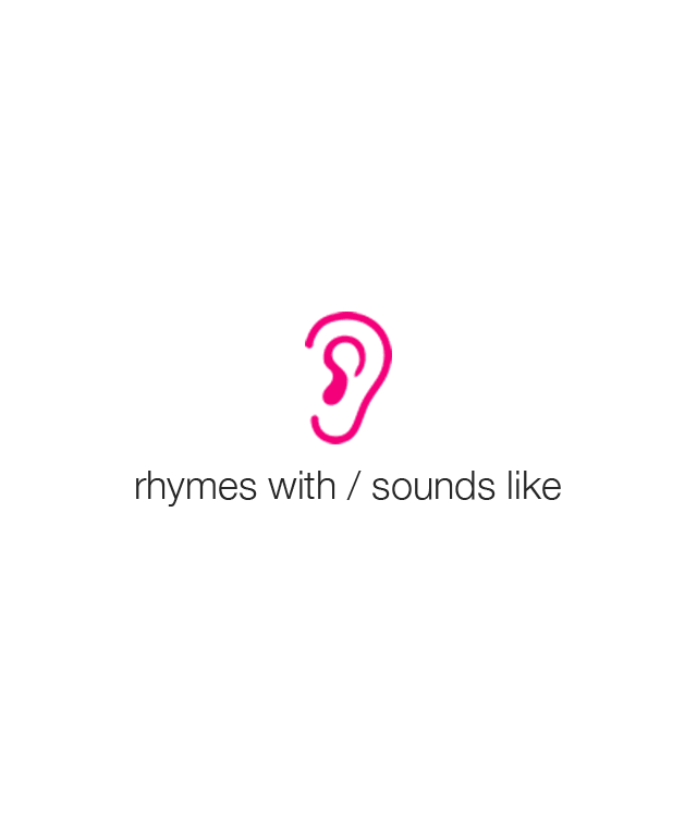 Rule card: the rhyme symbol means use a word that rhymes with the picture