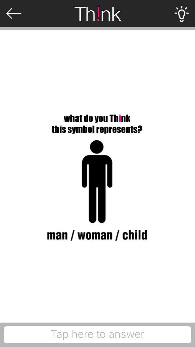 Think puzzle screen with the Th!nk top bar and a pictogram of a man